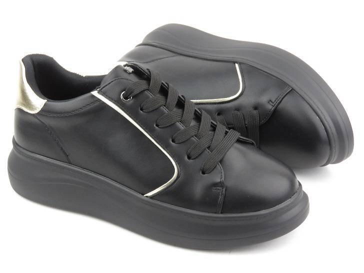 Czarne sneakersy damskie na platformie - INBLU IN001294