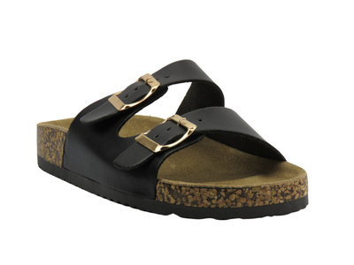 Klapki damskie zapinane na klamry - Evento 25SD21-8323, czarne