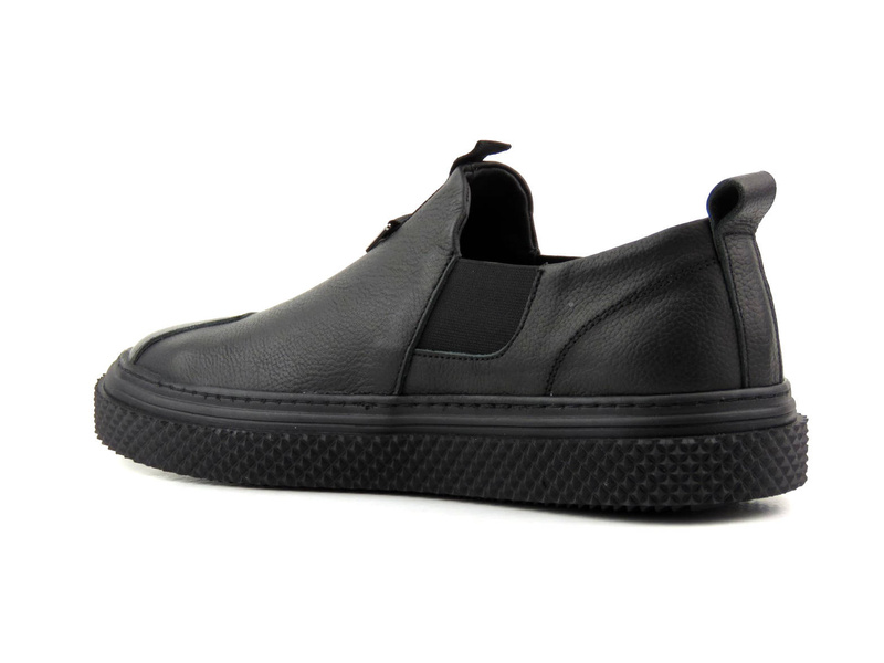Skórzane półbuty męskie slip on - VENEZIA 10019, czarne