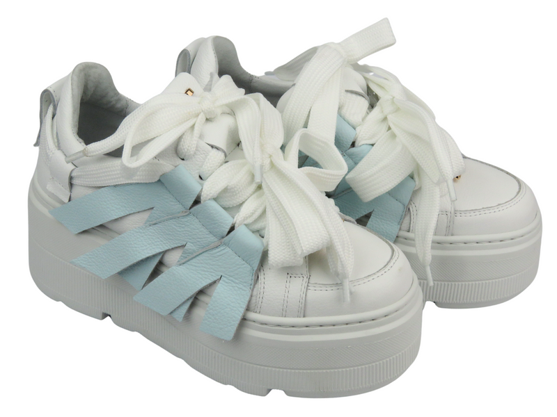 Sportowe buty damskie na platformie - Eksbut 2F-7033-L91/S83, białe