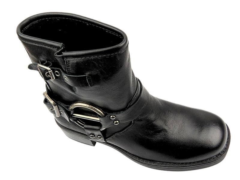 Botki Damskie Skórzane Venezia W014LEBLOBB008 Czarne Wsuwane