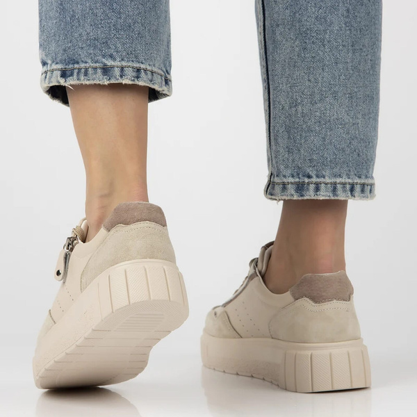 Sneakersy damskie na platformie - Filippo DP6862/25, beżowe