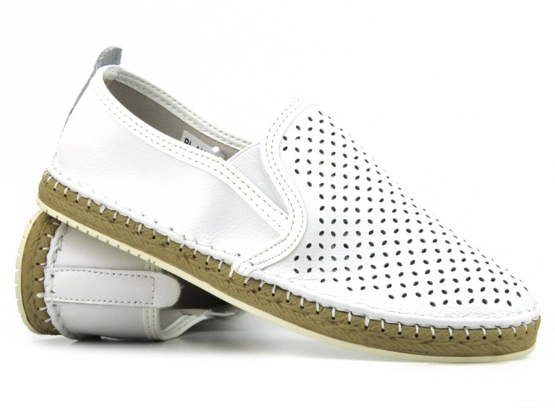Ażurowe półbuty, espadryle damskie - American Club RL 118/23, białe