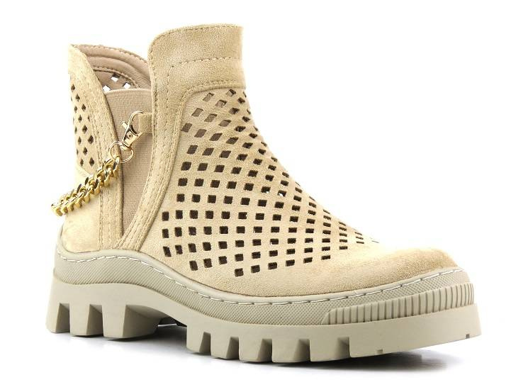 Botki damskie wiosenne, ażurowe workery - Potocki 23-12028BG, beżowe