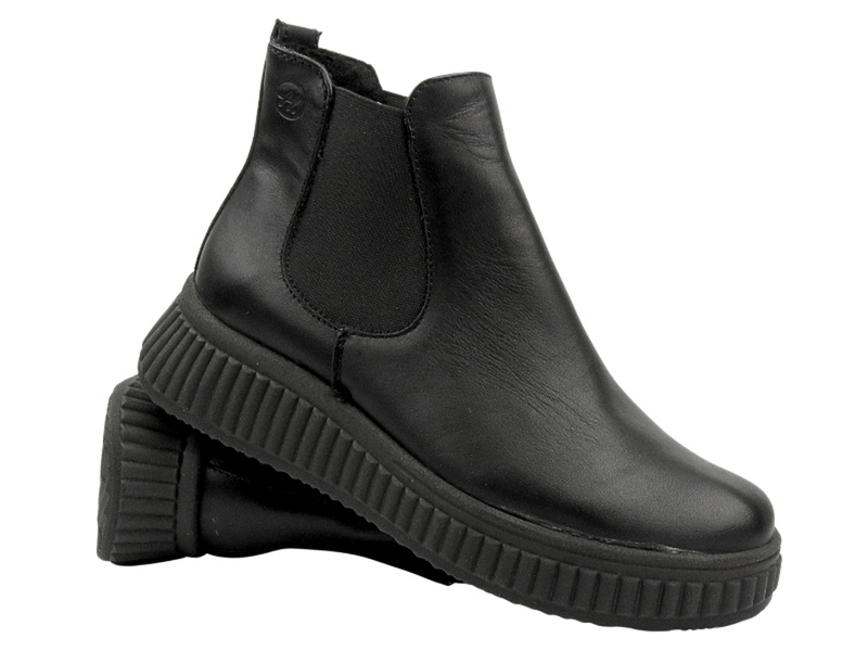 Wygodne sztyblety damskie z miękkiej skóry HELIOS Komfort 510P, czarne