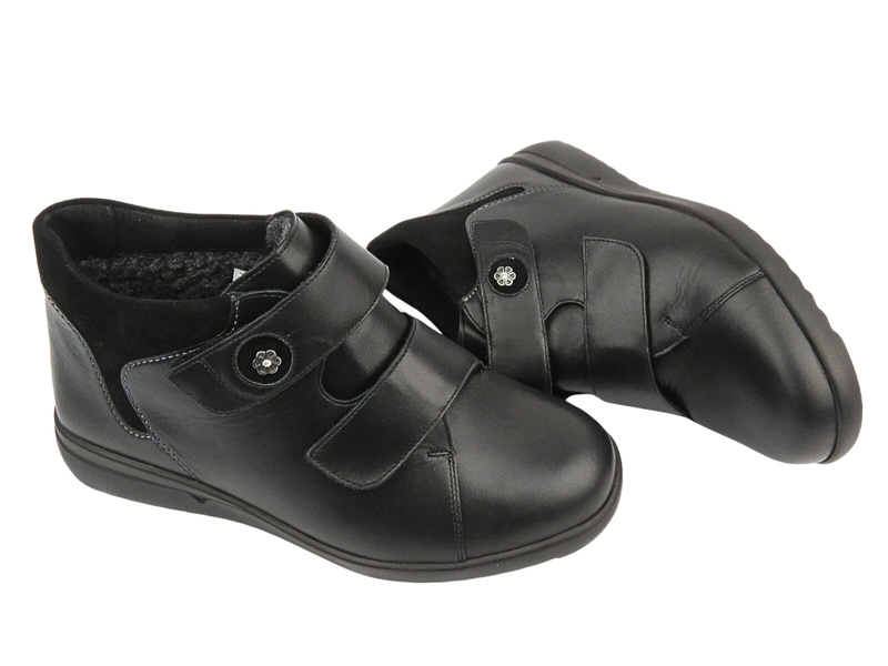 Botki damskie o wysokiej tęgości (M) - Solidus Maren 49504-00105, czarne