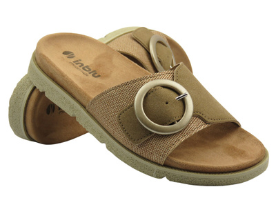 Klapki damskie z klamrą piaskowe INBLU NR-04