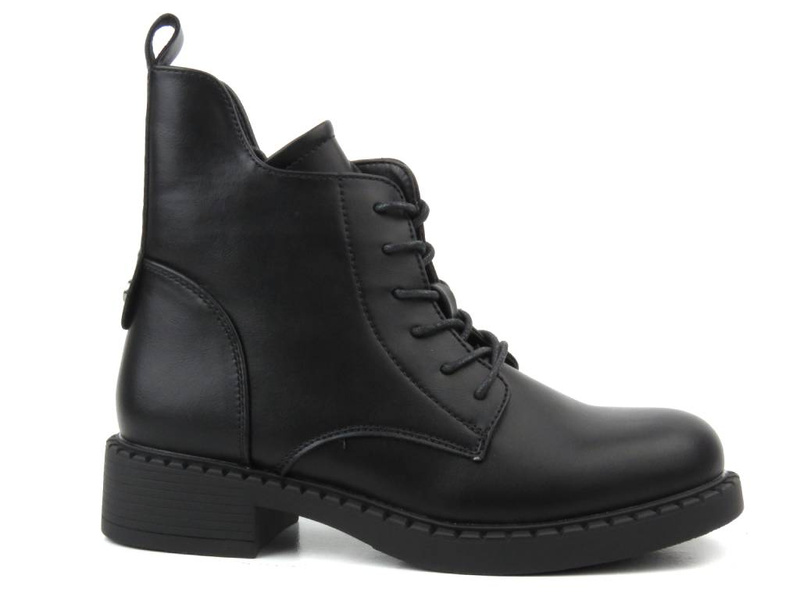 Botki damskie ze skóry ekologicznej - Evento 23BT35-6435, czarne