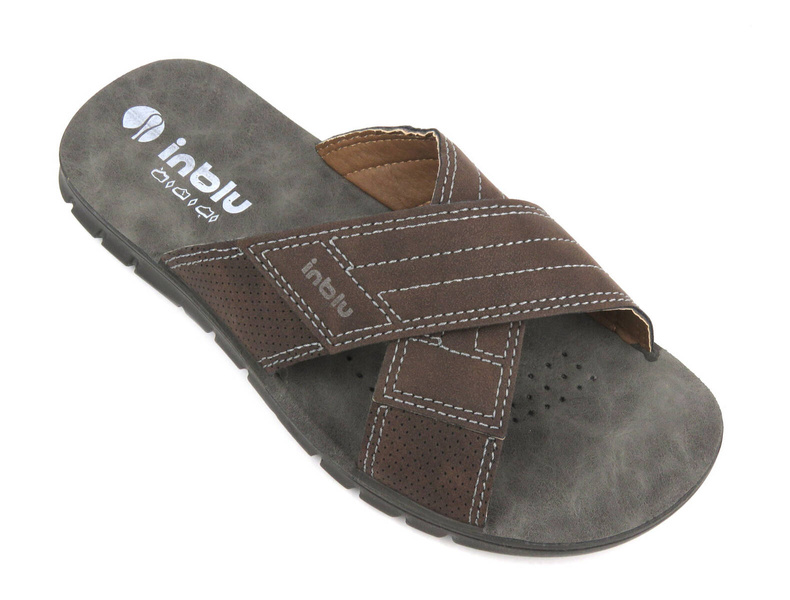 Wygodne klapki męskie- INBLU LINCE, brązowe