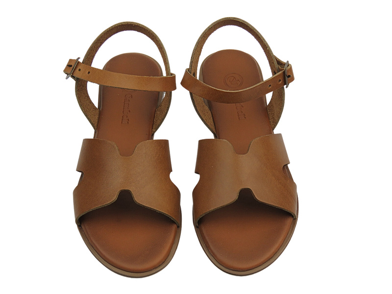 Skórzane sandały damskie brązowe Cambell 25-64302