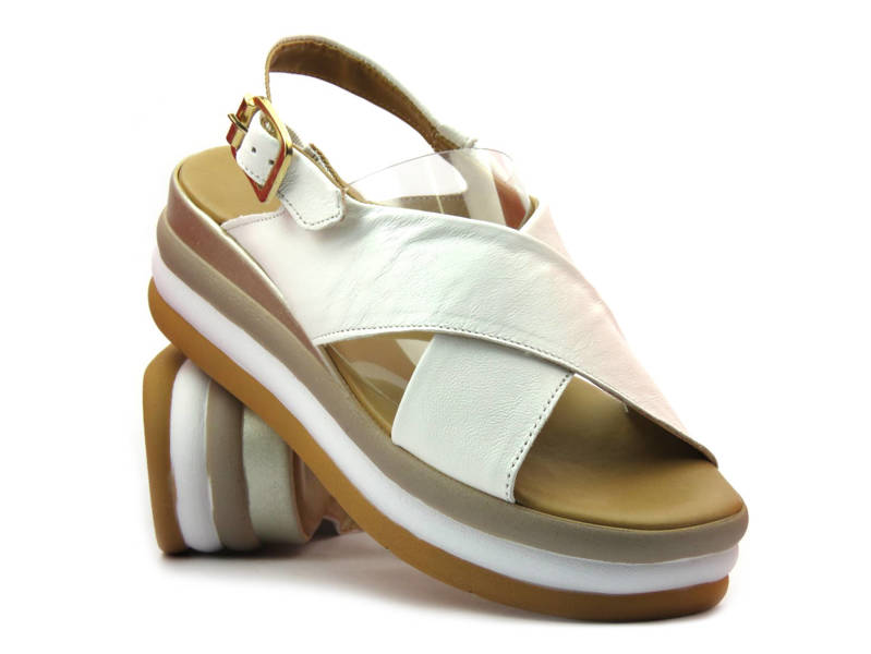 Białe sandały damskie na platformie - MARCO TOZZI 28354