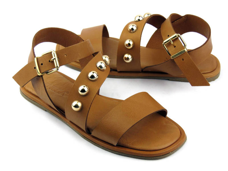 Brązowe sandały damskie w stylu gladiatorek - VENEZIA 35422525
