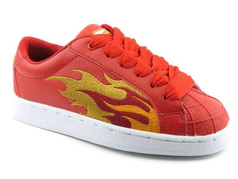 Buty dziecięce sportowe z płomieniami - Sunrise XY223-1, czerwone