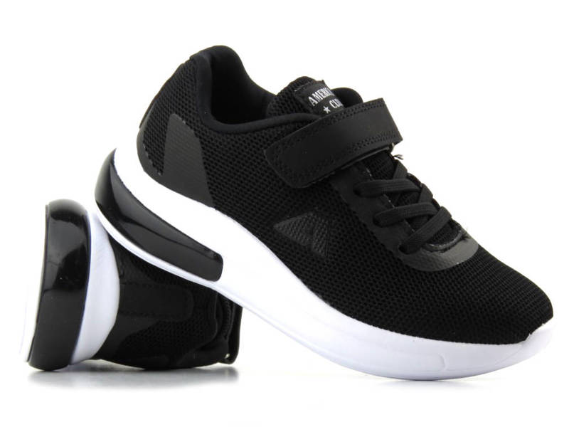 Buty dziecięce sportowe ze świecącą podeszwą - American Club RL 124/23, czarne