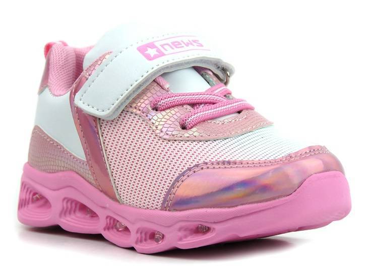 Buty dziecięce sportowe ze świecącą podeszwą - N.E.W.S 22DZ32-4837, różowe