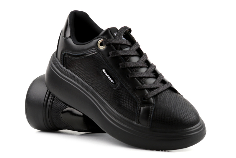 Buty sportowe damskie na platformie - American Club RH 81/22, czarne