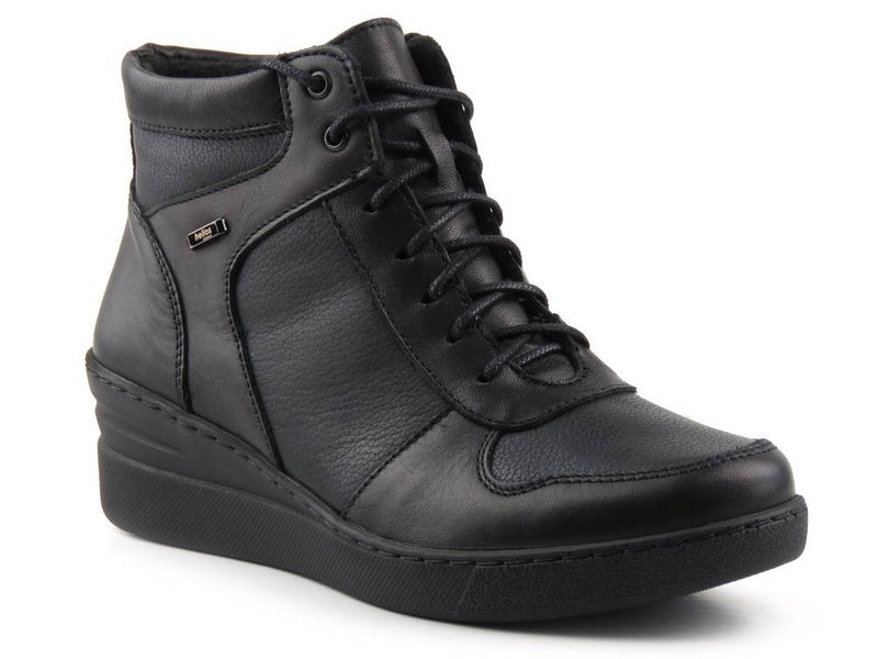 Czarne botki, sneakersy damskie na koturnie - HELIOS Komfort 597