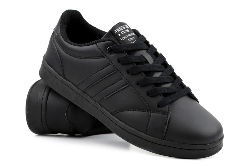 Czarne sneakersy damskie, buty sportowe - American Club FH 28/22