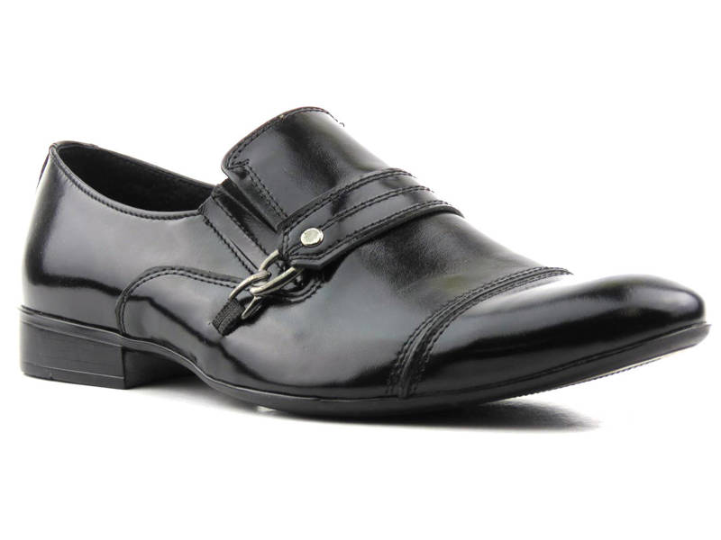Eleganckie loafersy męskie ze skóry - Moskała A111, czarne