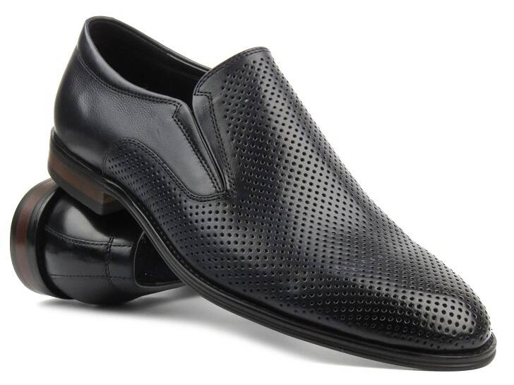 Eleganckie loafersy, półbuty męskie - JOHN DOUBARE A0047-705HB-5G, niebieskie