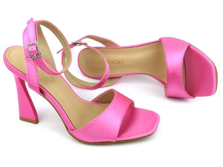 Eleganckie sandały damskie na szpilce - Potocki 23-21027, różowe