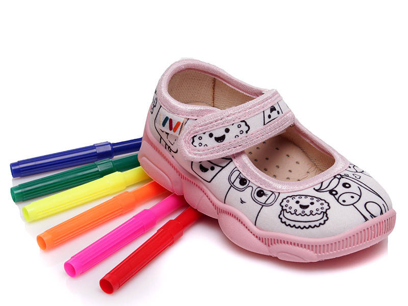 Kapcie, buty dziecięce, które można kolorować  - WEESTEP Coloring  R107850016, różowe