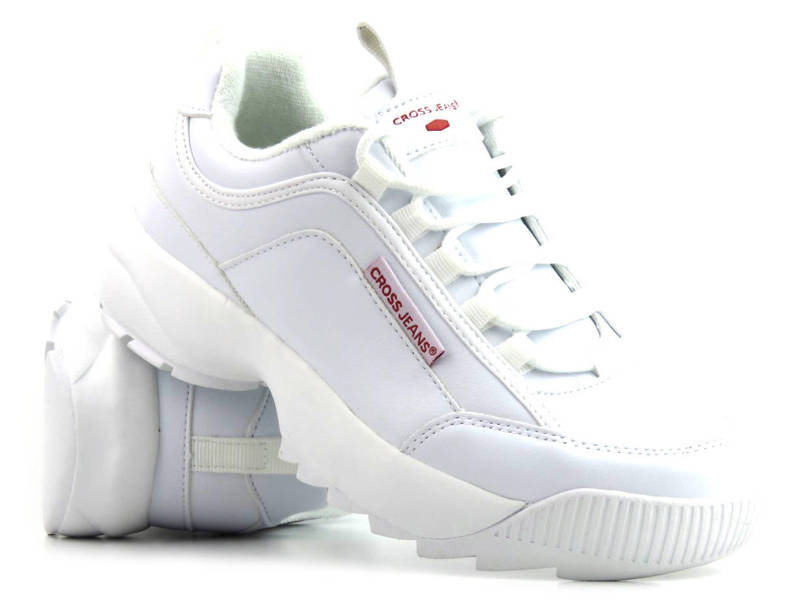 Masywne sneakersy damskie - CROSS JEANS EE2R4133C, białe