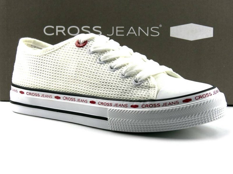 Przewiewne trampki damskie na wiosnę i lato - Cross Jeans FF2R4016C, białe