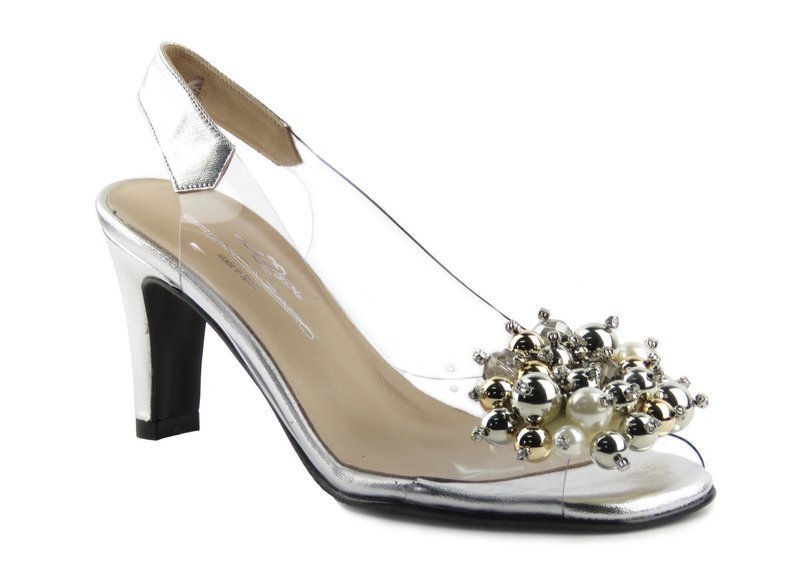 Przezroczyste sandały damskie z ozdobą - Brenda Zaro T3448, srebrne