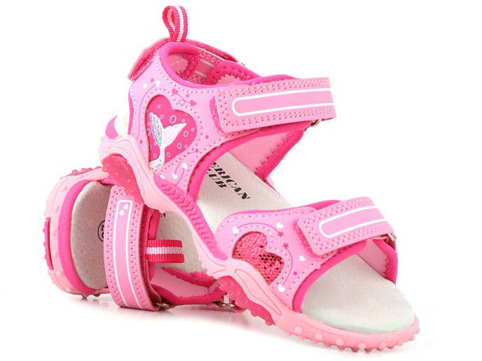 Sandałki dziecięce ze świecącą podeszwą  - AMERICAN CLUB HL79/23, różowe