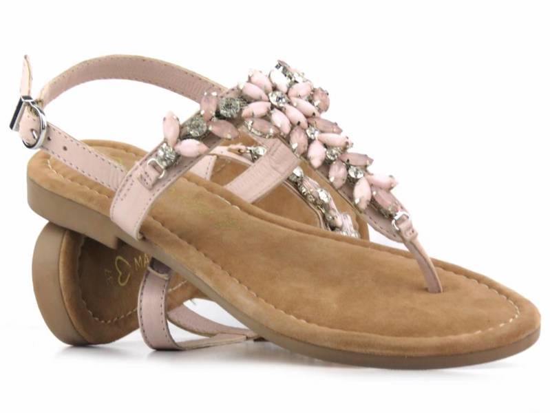 Sandały damskie, japonki z kryształkami - Marco Tozzi 2-28188-20, różowe