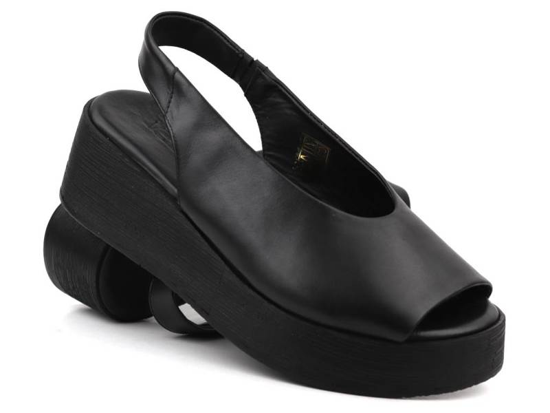 Sandały damskie na platformie i koturnie - VENEZIA 9116-3 929, czarne