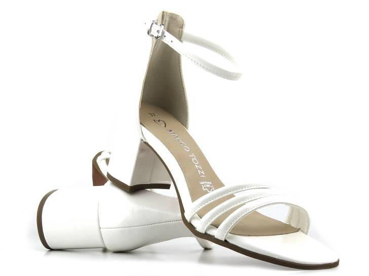 Sandały damskie na wygodnym obcasie - Marco Tozzi 28300-20, białe