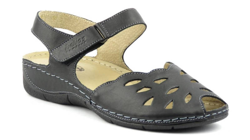 Sandały damskie z ażurową cholewką - HELIOS Komfort 4011, czarne