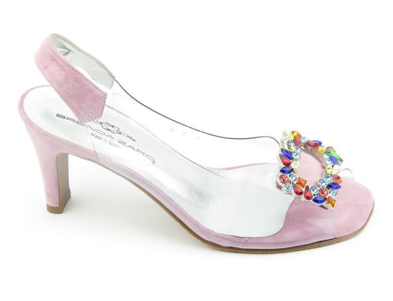 Sandały damskie z kolorową klamrą - Brenda Zaro T3151, różowe
