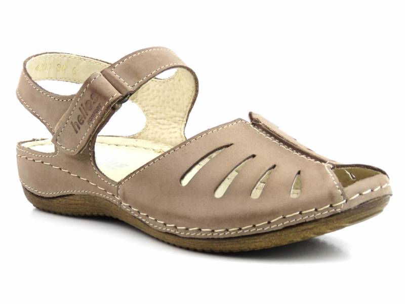 Sandały damskie z przewiewną cholewką - HELIOS Komfort 4009, beżowe