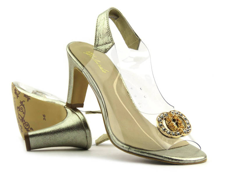 Sandały damskie z silikonową cholewką - YOLANDA 2112, złote
