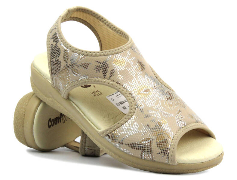 Sandały damskie ze skórzaną wkładką - Comfooty EMMA, beżowe