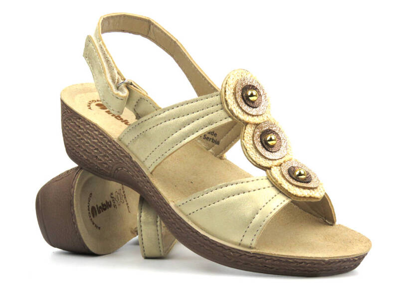 Sandały damskie ze skórzaną wkładką - INBLU GL-61, beżowe