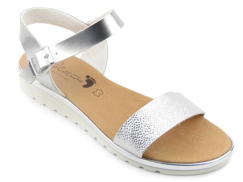 Skórzane sandały damskie SPalatina 7750, srebrne