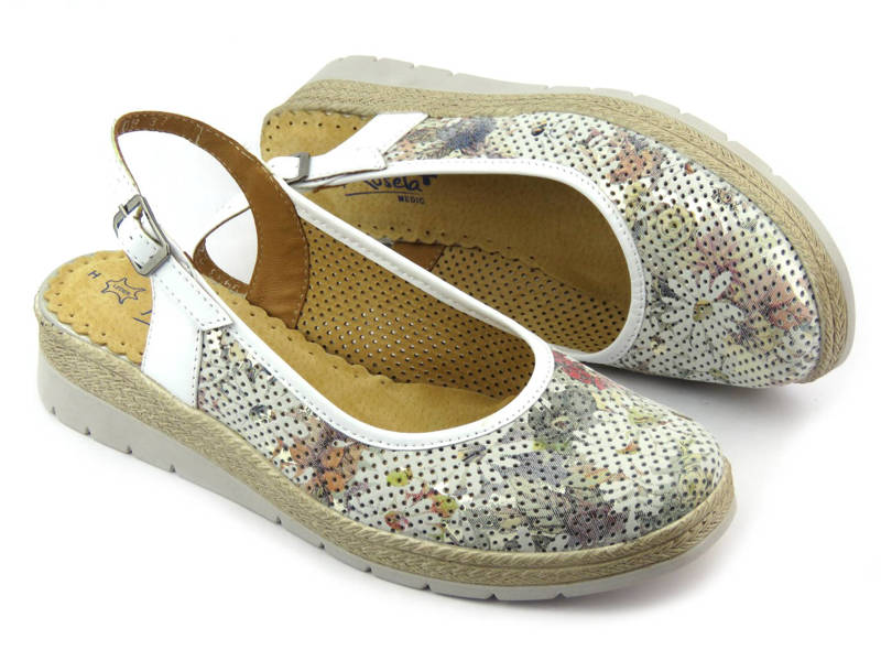 Skórzane sandały damskie profilaktyczne - Kosela 9493, białe