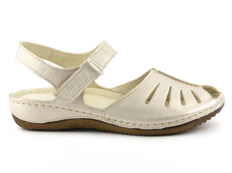 Skórzane sandały damskie z cholewką - HELIOS Komfort 4009, złote
