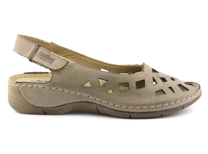 Skórzane sandały damskie z wycięciami - HELIOS Komfort 4027, beżowe