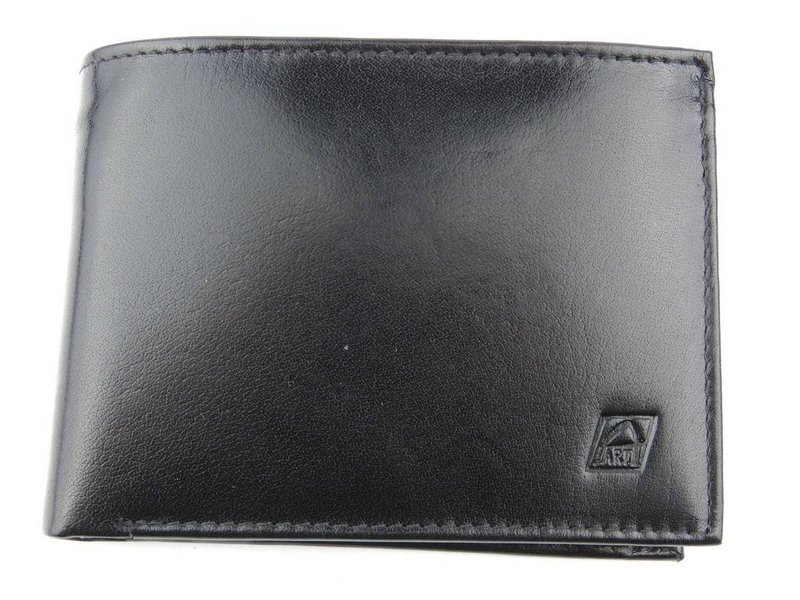 Skórzany, rozkładany portfel męski w kolorze czarnym A-ART
