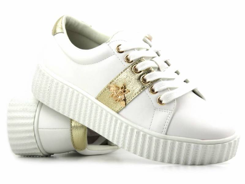 Sneakersy, buty sportowe damskie Potocki 23-12034, białe 