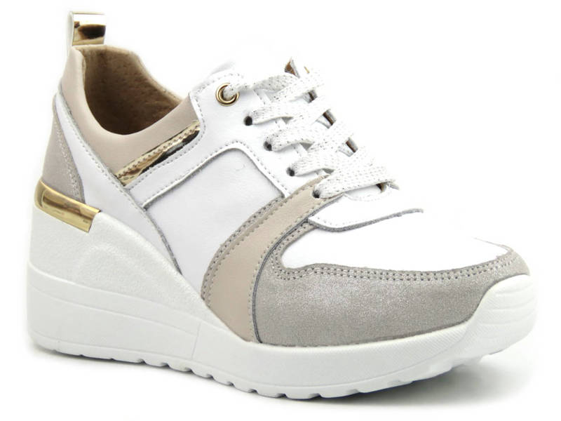 Sneakersy, buty sportowe damskie S. BARSKI AL21405, białe
