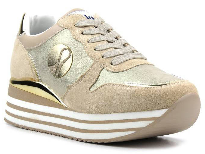 Sneakersy damskie na platformie - INBLU IN000231, złote