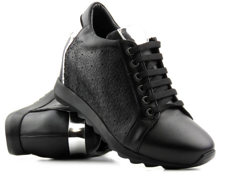 Sneakersy damskie na ukrytym koturnie - VENEZIA 002151, czarne
