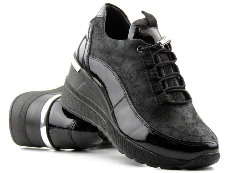 Sneakersy damskie w nowoczesnym stylu - VENEZIA 0127 7001, czarne