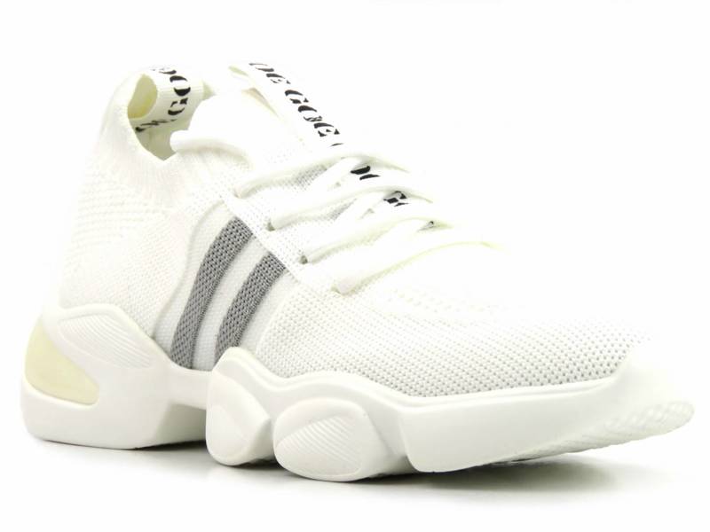 Sneakersy damskie z miękkiej tkaniny - GOE JJ2N4100, białe